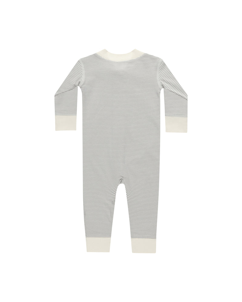 Zip Long Sleeve Sleeper Footie | Blue Micro Stripe