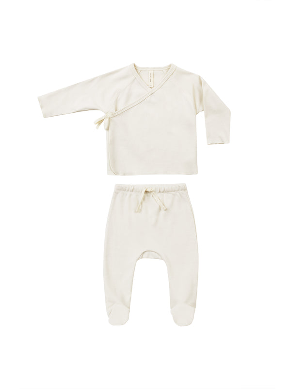 Wrap Top Footed Pant Set | Ivory