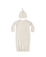 Bamboo Baby Gown + Hat Set | Oat Gingham