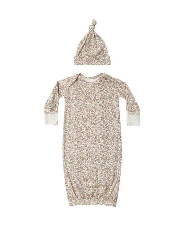 Bamboo Baby Gown + Hat | Flower Field