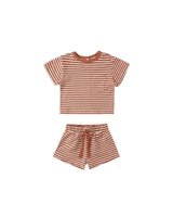 Boxy Pocket Tee + Short Set | Poppy Stripe