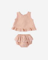 Ruffled Tulip Top + Bloomer Set | Melon