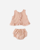 Ruffled Tulip Top + Bloomer Set | Melon