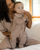 Baby Pajama Romper | Brick Gingham