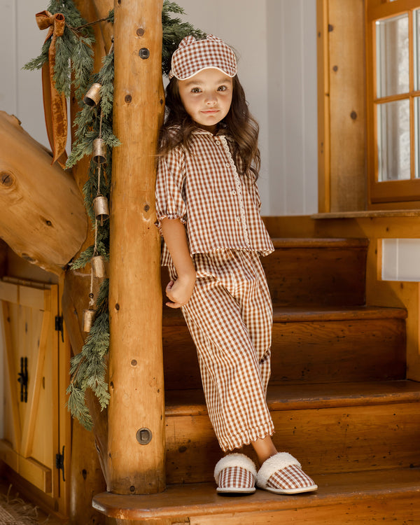 Ruffle Pajamas | Brick Gingham