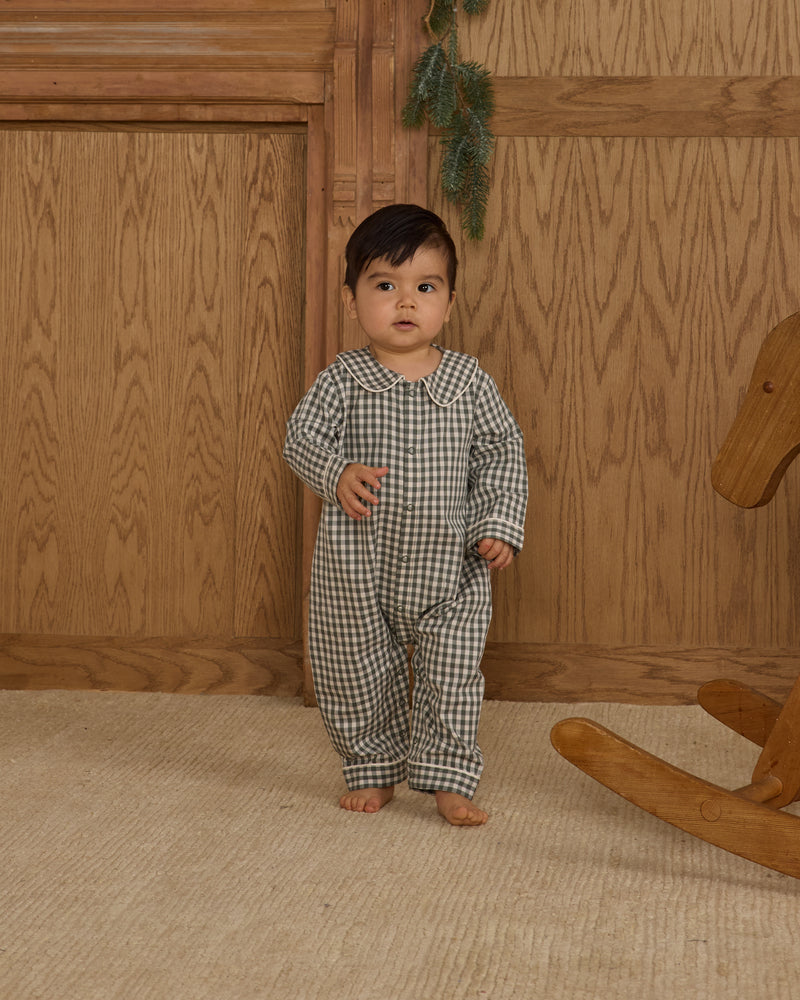 Baby Pajama Romper | Evergreen Gingham