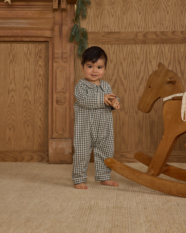 Baby Pajama Romper | Evergreen Gingham