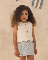Pleated Denim Skirt | Railroad Stripe