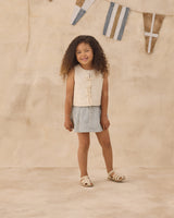 Pleated Denim Skirt | Railroad Stripe