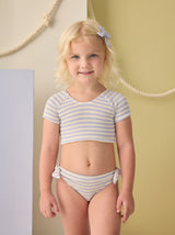 Cropped Rashguard Set | Periwinkle Stripe