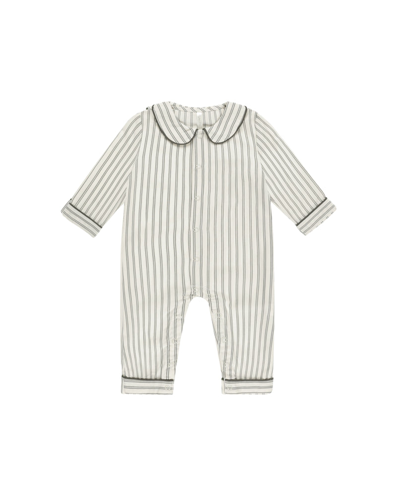 Baby Pajama Romper | Forest Pinstripe