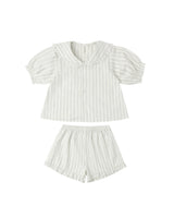 Delilah Pajama Set | Seafoam Railroad Stripe