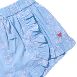 Girls Millie Ruffle Short | Blue Dewdrop Block Print
