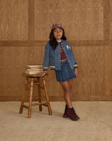 Pleated Denim Skirt | Indigo Denim