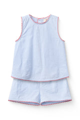 Seersucker Deco Set | Sky Blue with Cream Stripe