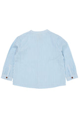 Seersucker Shirt with Placket | Sky Blue with Cream Stripe