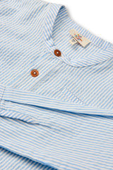 Seersucker Shirt with Placket | Sky Blue with Cream Stripe