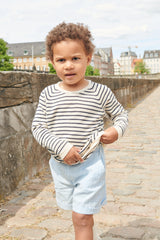 Seersucker Shorts Sporty | Sky Blue with Cream Stripe