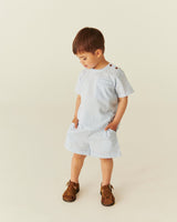 Seersucker SS Shirt | Sky Blue with Cream Stripe