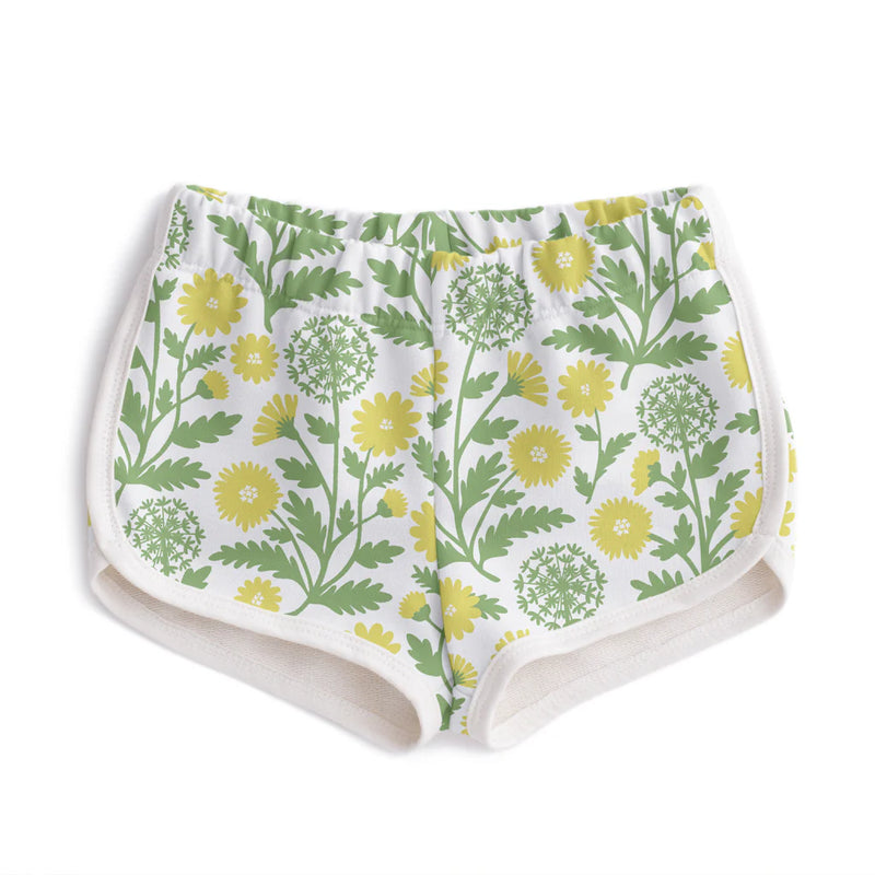 French Terry Shorts | Dandelions Green & Yellow