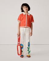 Girl Gabardine Pants with Flower Graphic