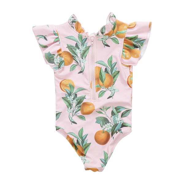 Girls Jennifer Suit | Pink Botanical Oranges