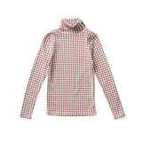 Snap Turtleneck | Gingham Print - Cherry