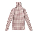 Snap Turtleneck | Gingham Print - Cherry