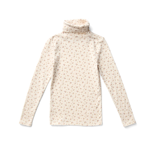 Snap Turtleneck | Calico Print PTL - Rosewood