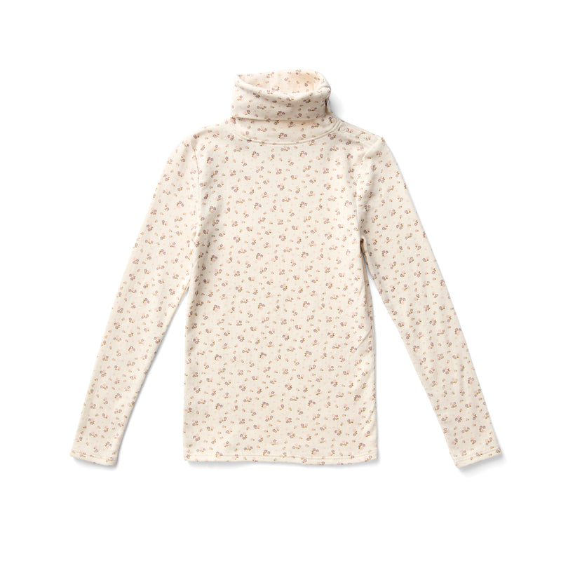 Snap Turtleneck | Calico Print PTL - Rosewood