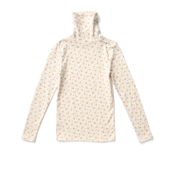Snap Turtleneck | Calico Print PTL - Rosewood