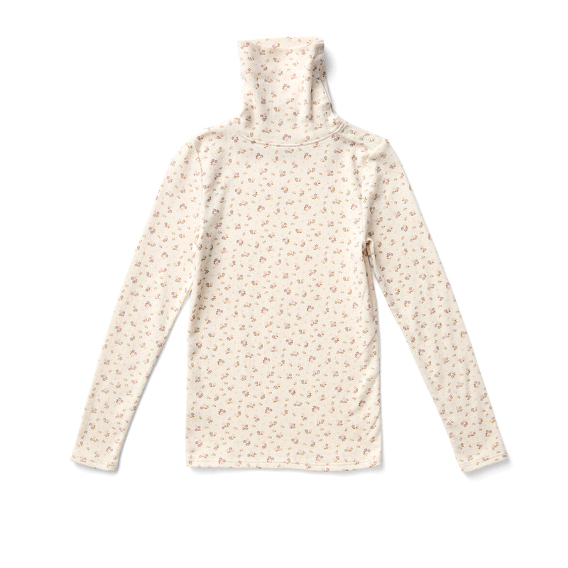 Snap Turtleneck | Calico Print PTL - Rosewood