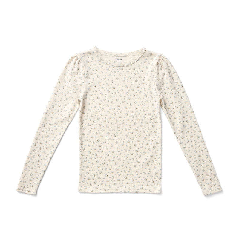 Pouf Tee | Calico Print Pointelle - Oasis