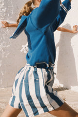 Light Navy Stripes Shorts | Light Navy