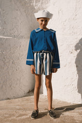 Light Navy Stripes Shorts | Light Navy