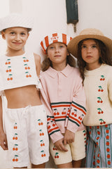 Mini Cherries Twill Top | Off-White