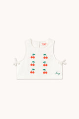 Mini Cherries Twill Top | Off-White