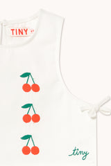 Mini Cherries Twill Top | Off-White