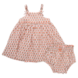 Baby Girls Tia Dress Set | Pink Prairie Block Print