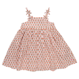 Girls Tia Dress | Pink Prairie Block Print