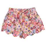 Girls Scallop Short | Burgundy Sketched Floral