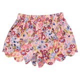 Girls Scallop Short | Burgundy Sketched Floral