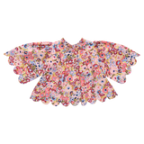 Girls Scallop Misha Top | Burgundy Sketched Floral