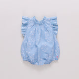 Baby Girls Harper Bubble | Blue Dewdrop Block Print