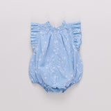 Baby Girls Harper Bubble | Blue Dewdrop Block Print