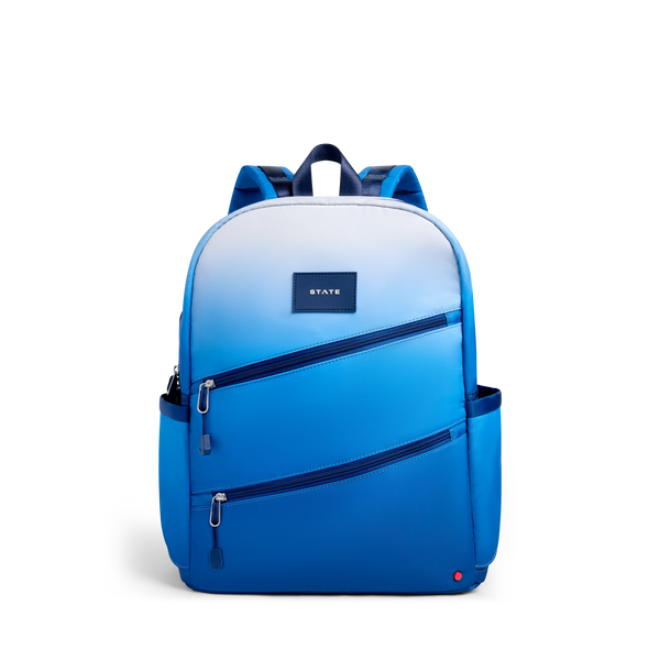 Kane Double Pocket Backpack | Blue Gradient Diagonal Zipper