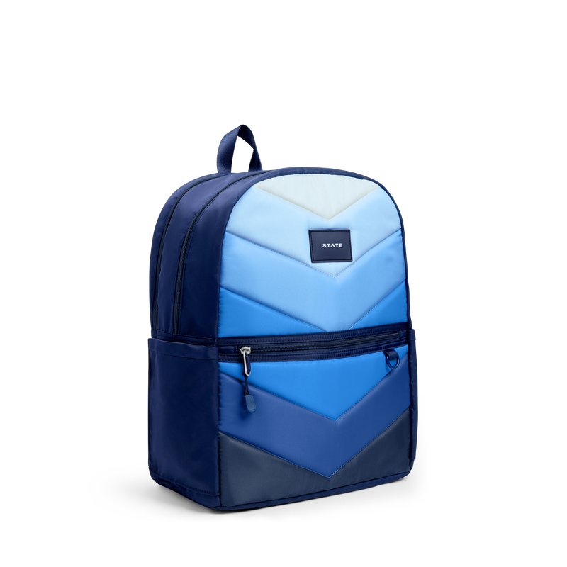 Kane Double Pocket Backpack | Blue Chevron
