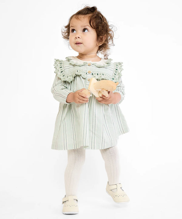 Sara Baby Dress | Sage Chevron Stripe