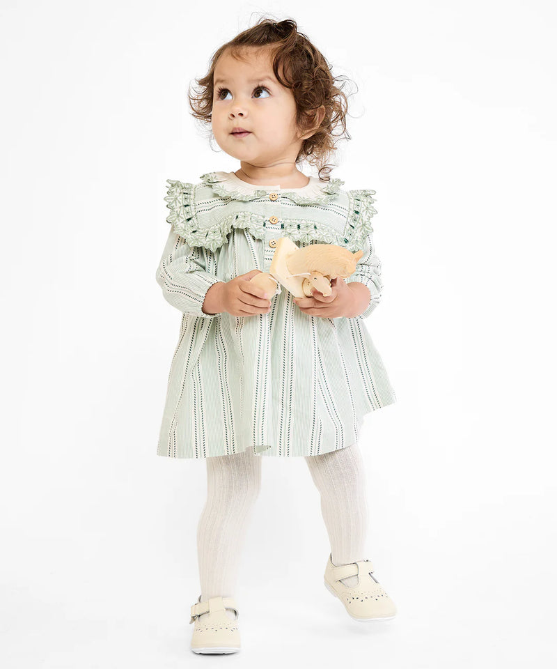 Sara Baby Dress | Sage Chevron Stripe