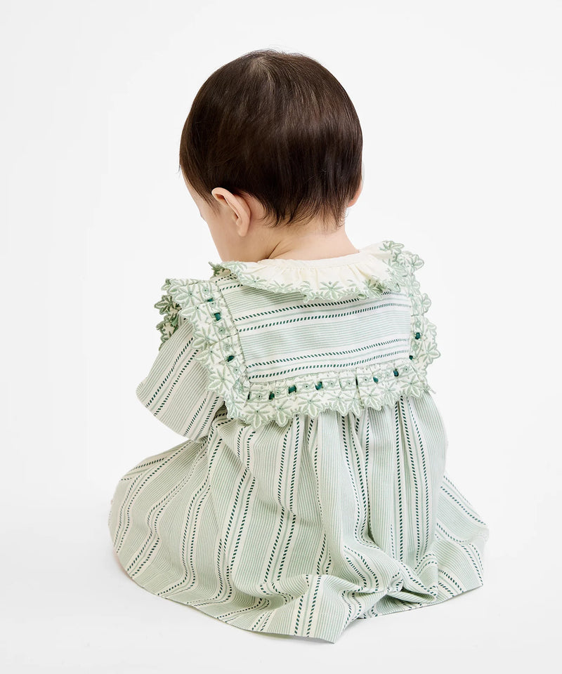 Sara Baby Dress | Sage Chevron Stripe